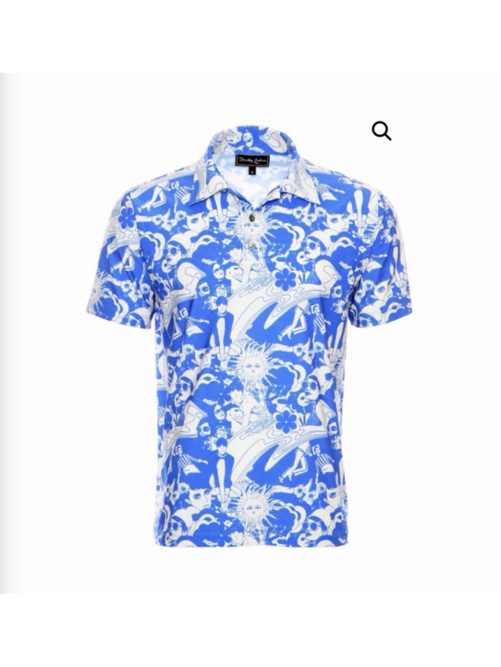 Dorothy Zudora NWOT Mens Baby Blue Retro Print Golf Polo XL Blue Hawaii $110